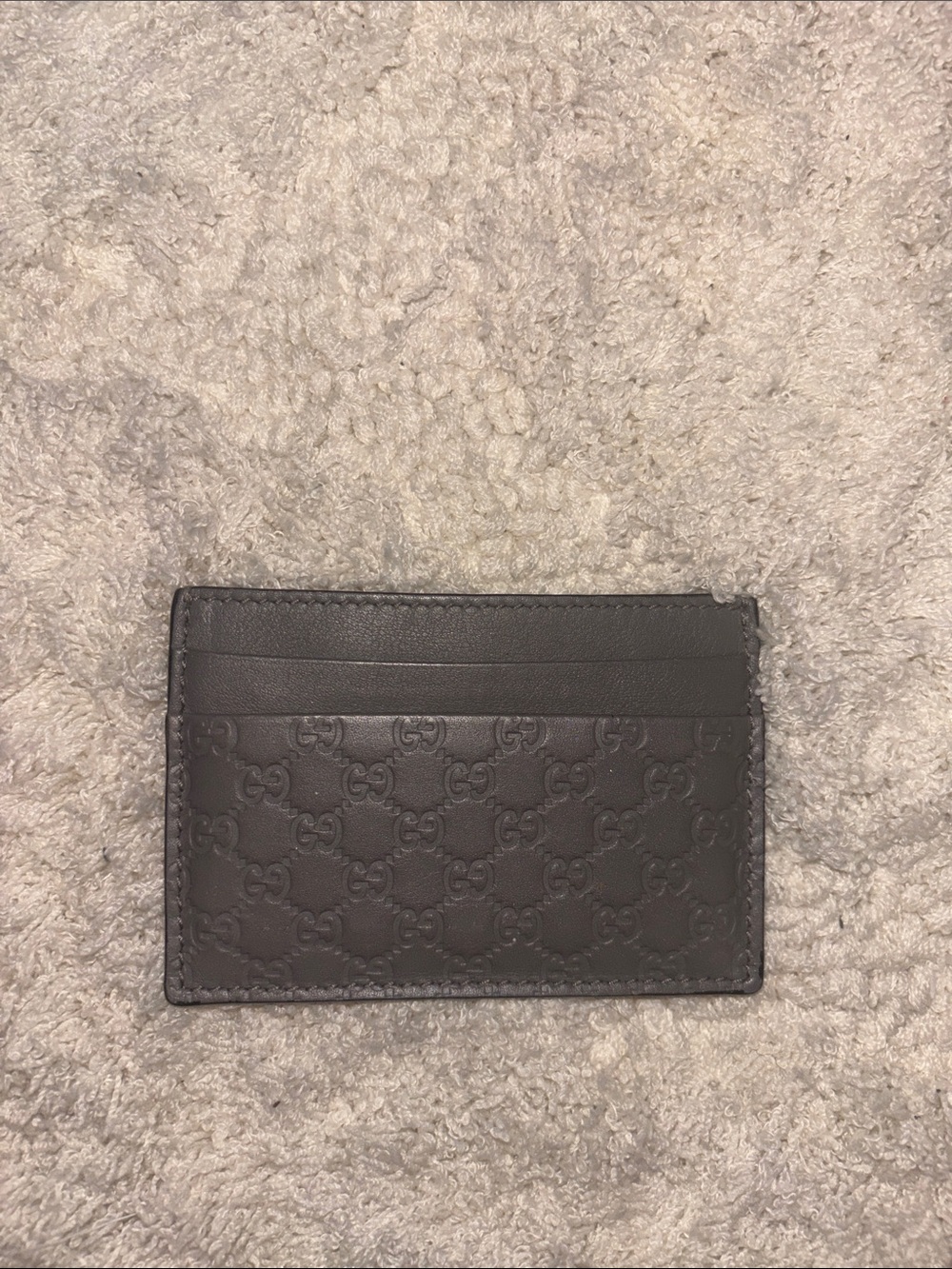 Designer Embossed Leather Card Case - Black